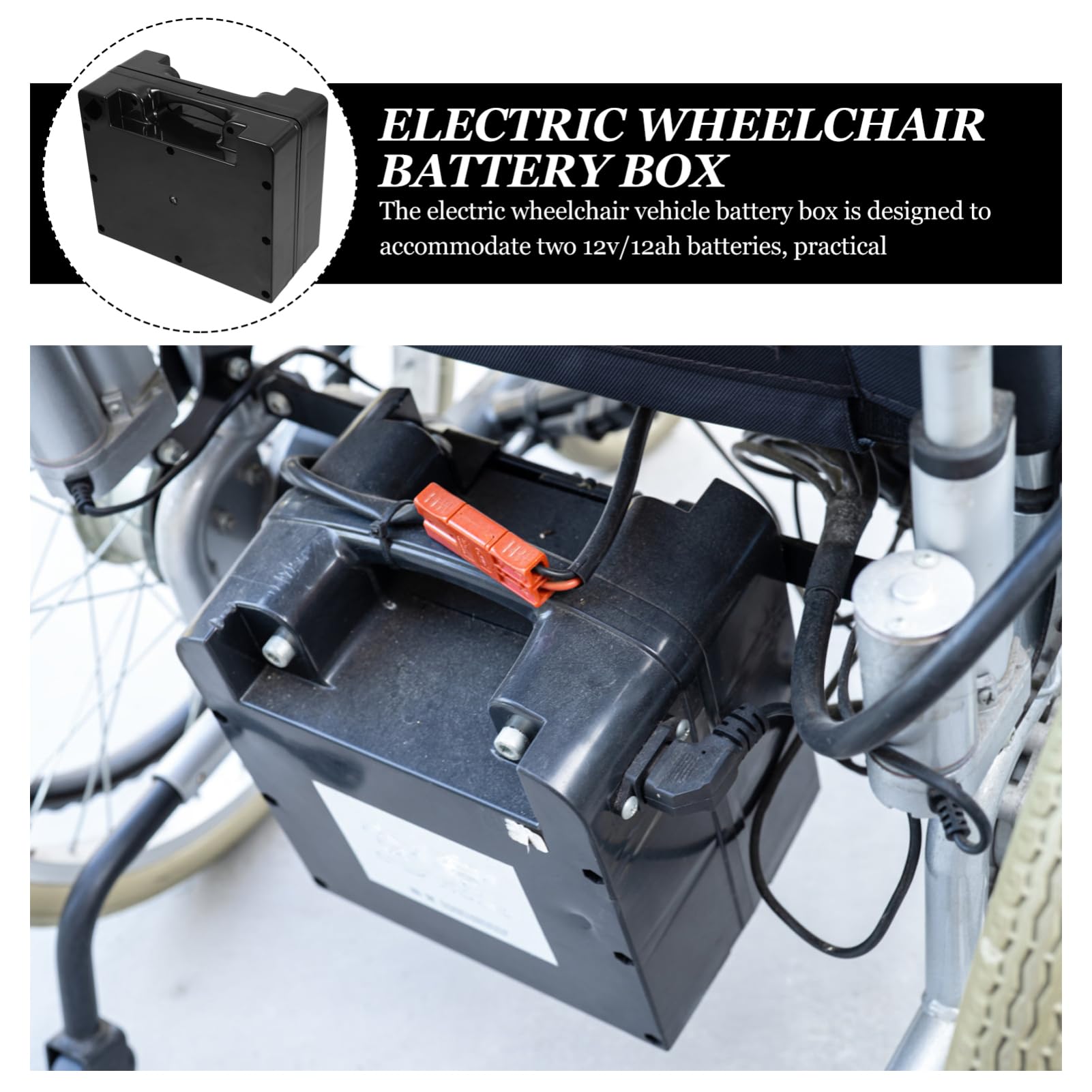 ULTECHNOVO Scatola Porta Batteria Leggera per Carrozzine Elettriche Custodia Compatta e Resistente per Batterie per Ed Esterno Accessorio per Disabili