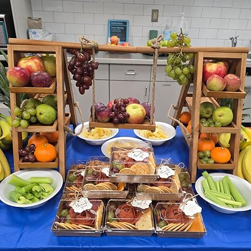 Tnstbiee Soporte para cupcakes de 3 niveles, soporte de exhibición de madera para postres, frutas, frutos secos, queso, bandejas extraíbles y