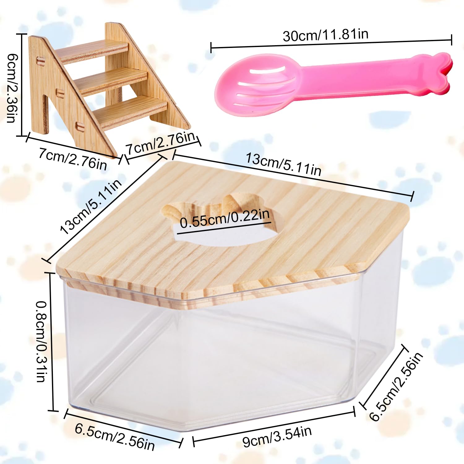 HOMURY Hamster Sandbad - Transparente Box Mit Leiter & Schaufel