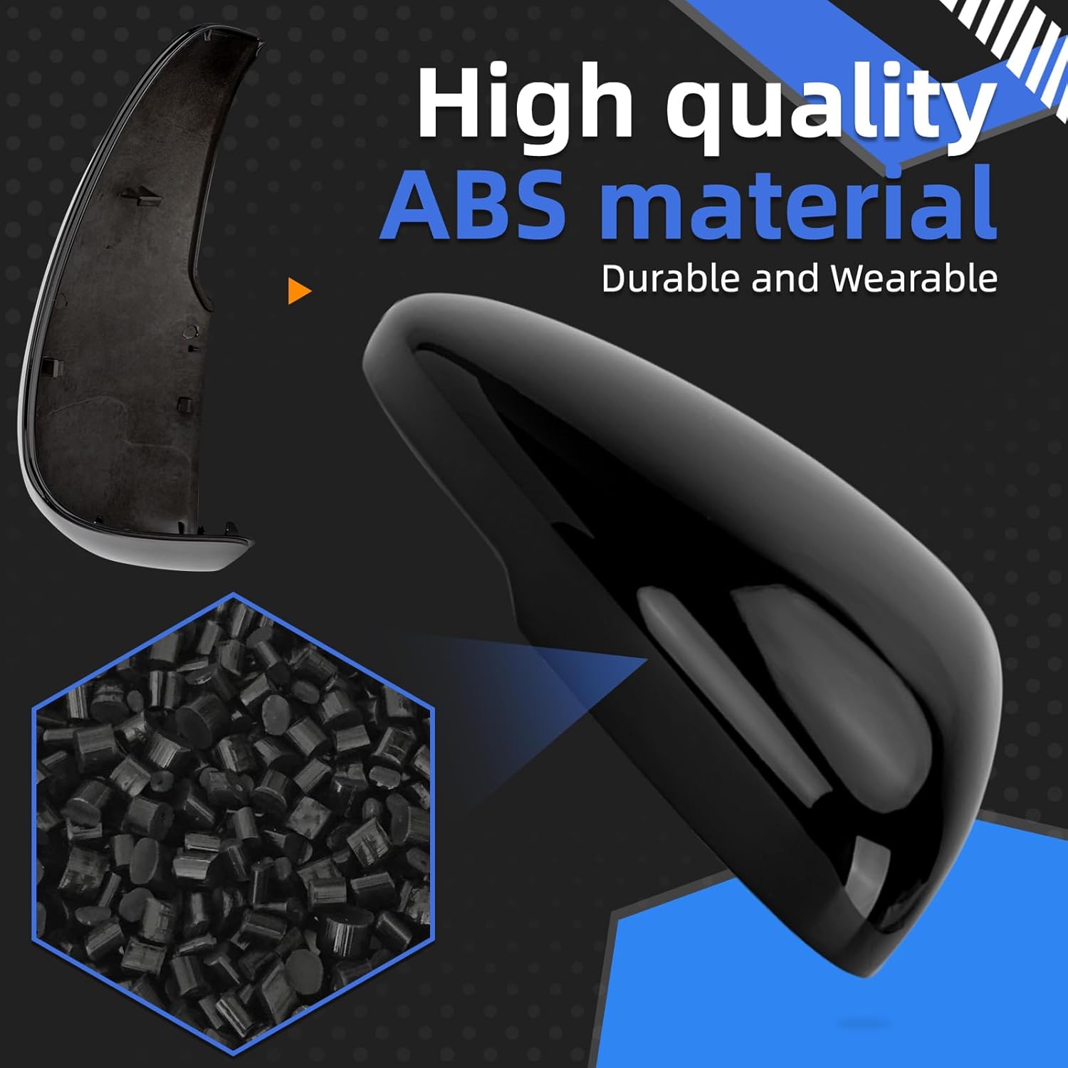 Passenger Side Mirror Cover Replacement for Honda Accord 2018 2019 2020 2021 2022 - Right Side Mirror Covers, Rear View Mirrors Cap Accessories With Lamp, Black