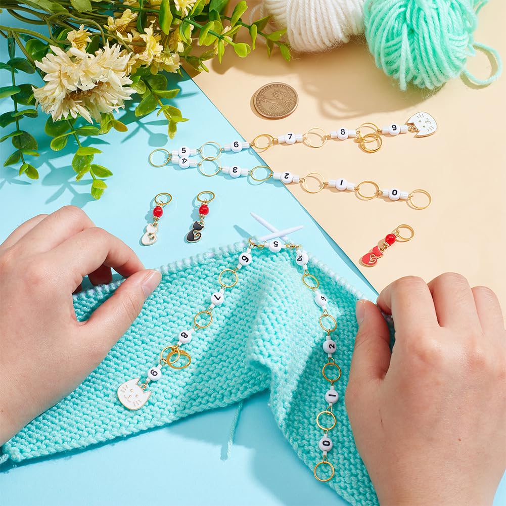 2 Catene Segnapunti Per Maglieria NBEADS A Tema Animali Marini - Perline In Vetro E Acrilico Con Stelle Marine E Conchiglie - 3