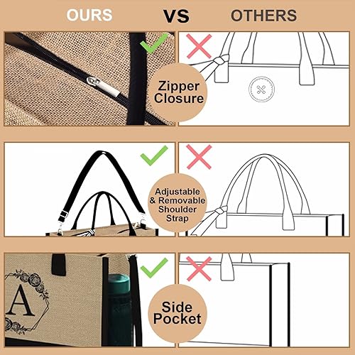 Miniatura 2 de Regalos para mujeres  Regalos para el día de la madre, regalos de graduación, regalos de agradecimiento para profesores, bolsa de yute con inicial