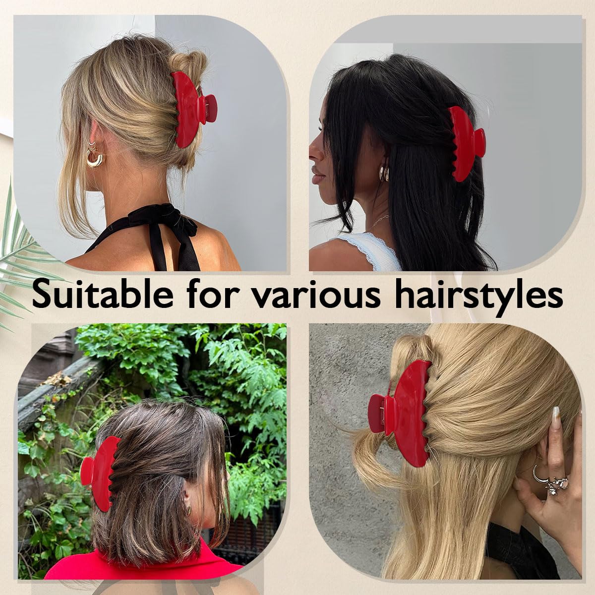 Cherry Red Acetate Hair Claw Clips for Women, 4 Inch Large French Banana Clip with Non-Slip Teeth for Thick & Thin Hair, Vintage Styling Hair Accessories Gift Box - Image 9