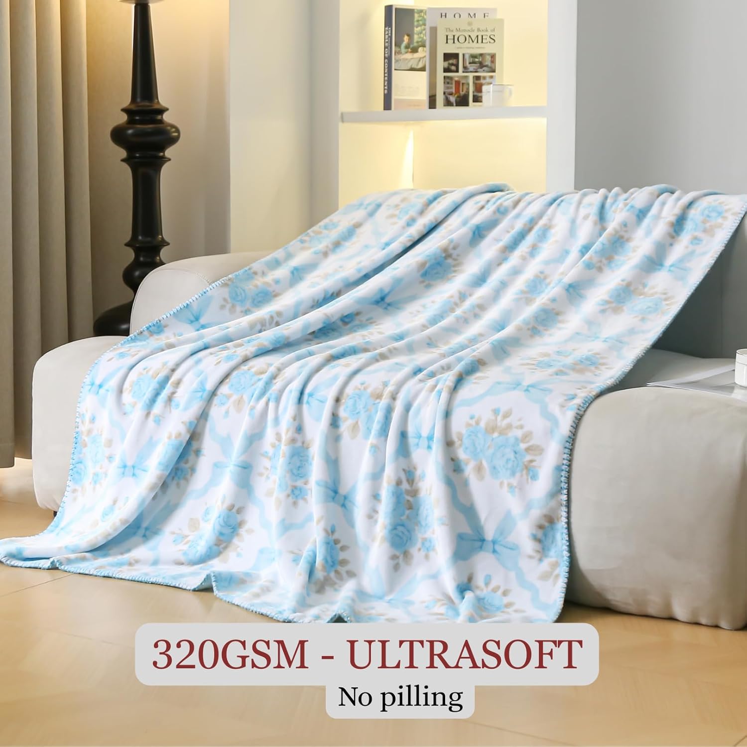 Bow Blanket Pink Bows Soft Throw Blanket Premium Printed Soft Fabric for Best Comfort - for Infant,Toddler,Newborn,Nursery,Girl,Throw,Crib,Stroller,Gift (Blue, 50x60in) - Image 3