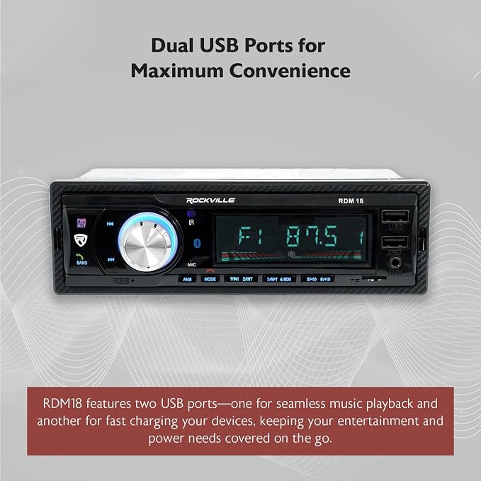 Rockville RDM18 V2 Receptor Digital para Auto Bluetooth USB miniatura 8