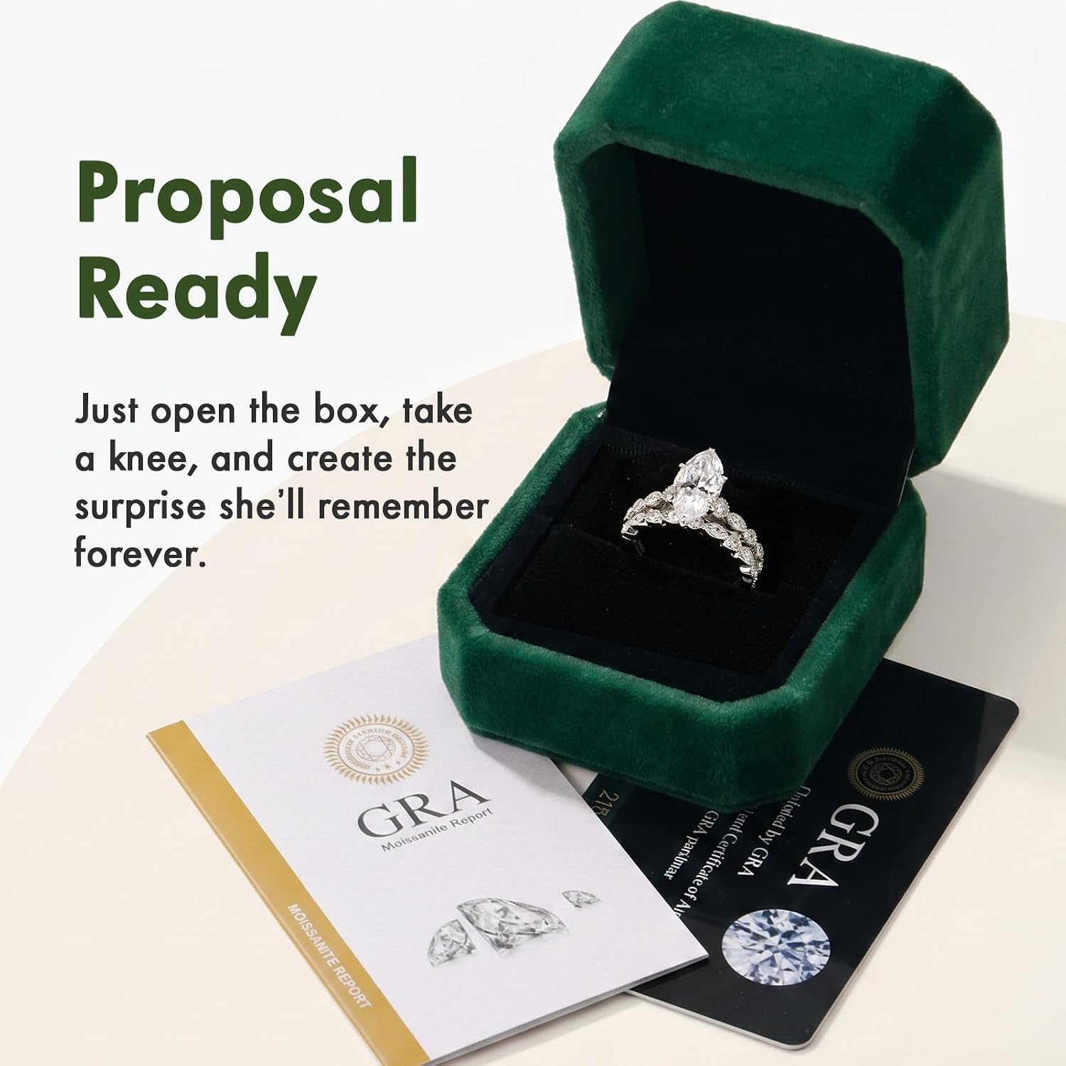 4CT Marquise Cut Moissanite Engagement Ring Set for Women