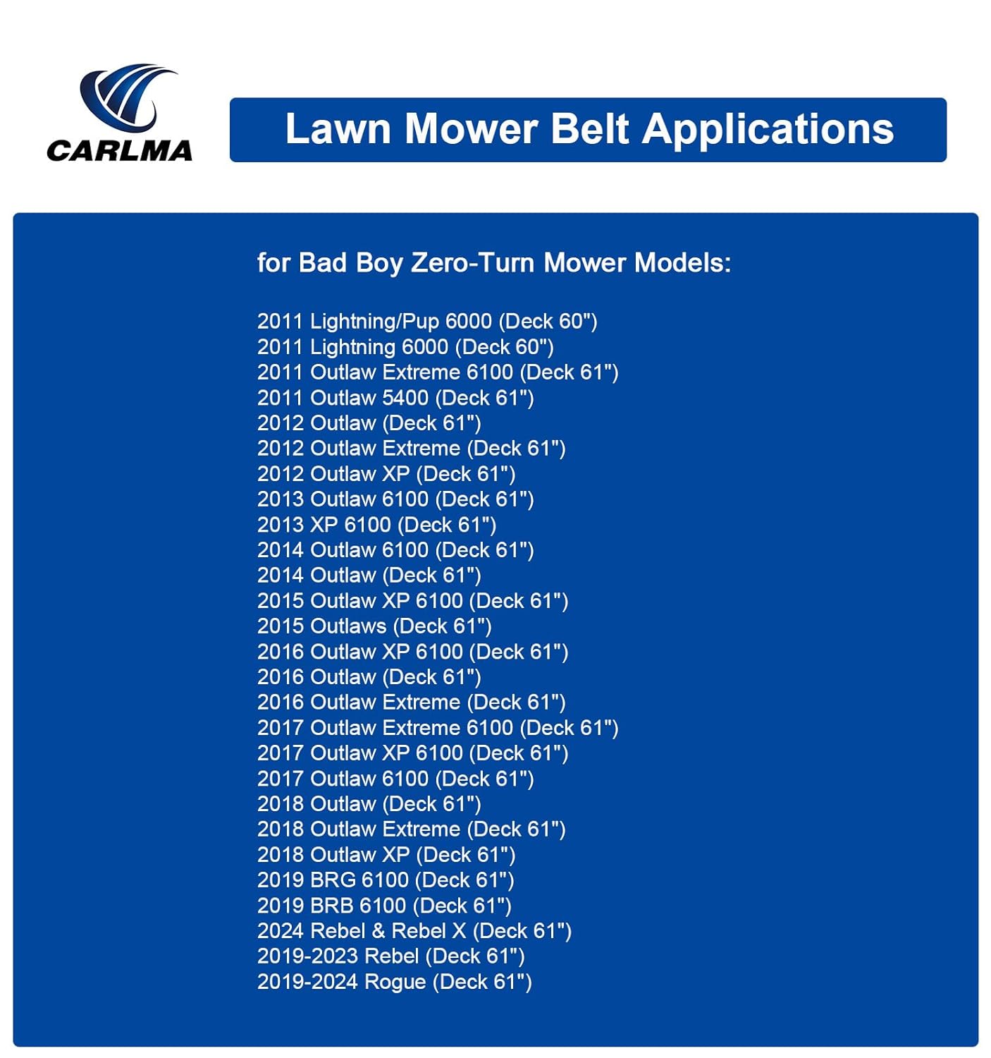 Lawn Mower 041-0178-00 Deck Belt for Bad Boy Outlaw, Outlaw XP, Outlaw Extreme 6100, Rebel X, Rogue with 61 inch Deck B178 041017800 (5/8"x181")