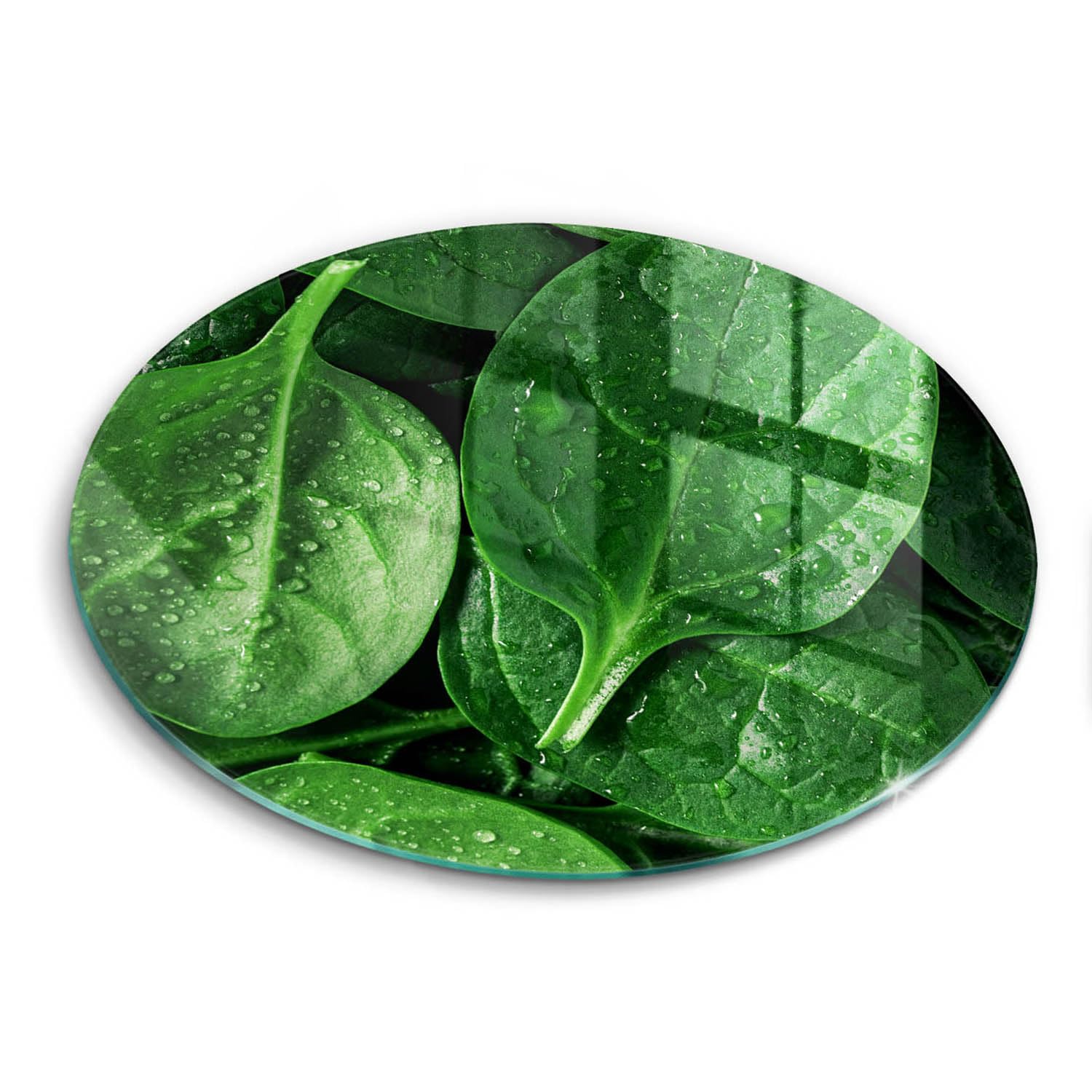 Planche induction Wallfluent 40cm pour cuisiner sur un décor feuilles de basilic