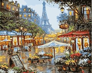 Newsight Paint by Numbers for Adults & Kids & Beginners DIY Acrylic Painting Gift Kits Drawing Paintwork with Paintbrushes(16 * 20 inch Street Under Eiffel Tower)