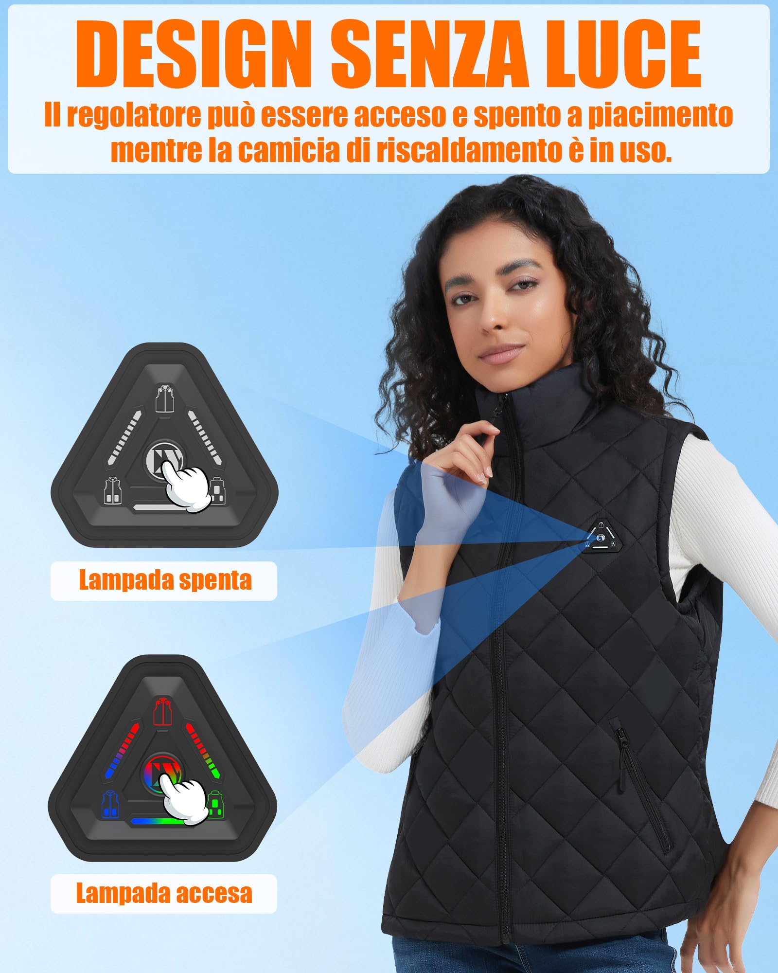 CYCYHEAT Gilet Riscaldato Uomo e Donna con Batteria 7.4V 10000mAh e Controllo 4-in-1 – Gilet Riscaldante Leggero Imbottito