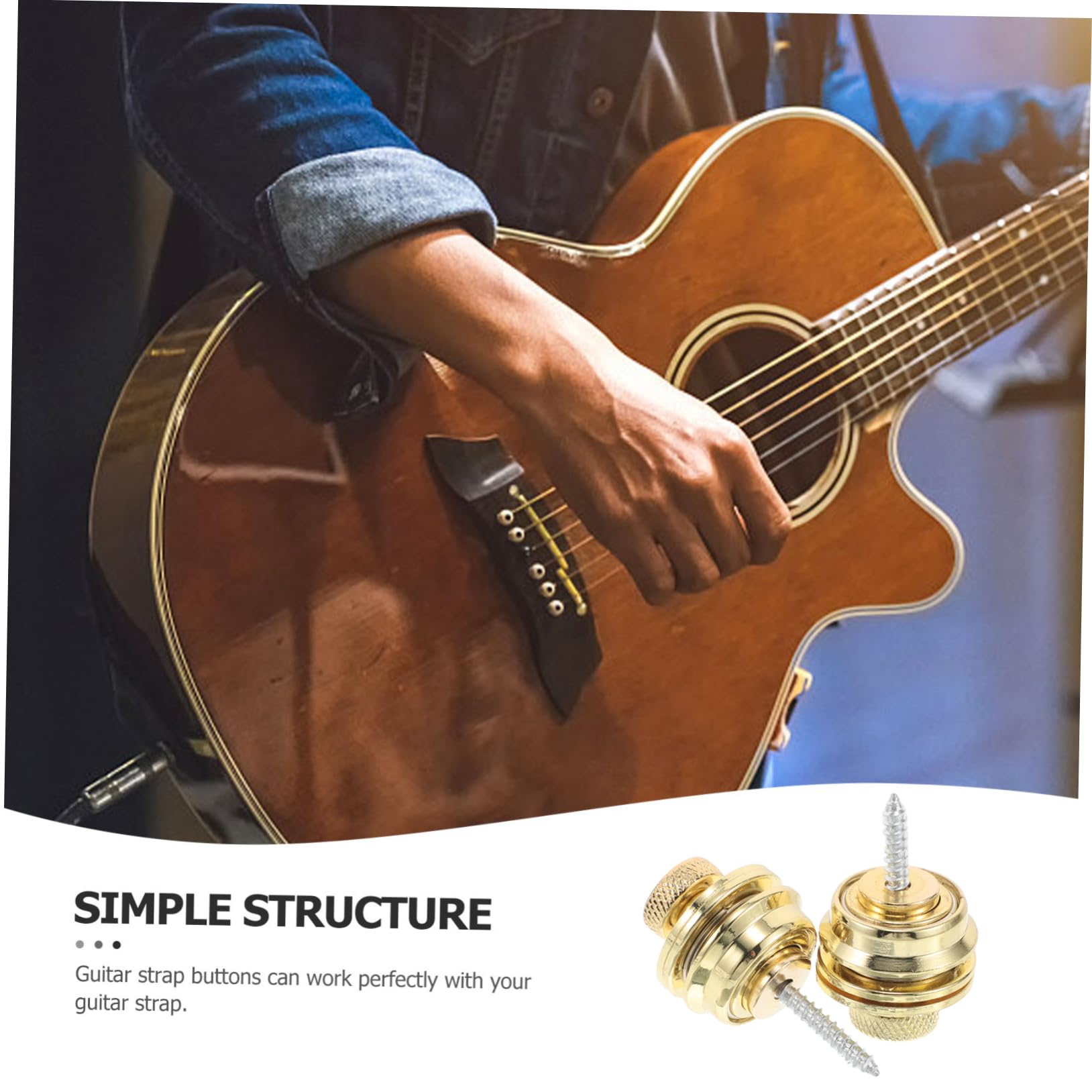 COSMEVIVI 2pcs Guitar Strap Button Guitar Strap with Locks Bass Strap Locks Strap Locks Bass Guitar Strap Locks Ukulele Strap Button Guitar Accessories Straps Musical Instrument Parts