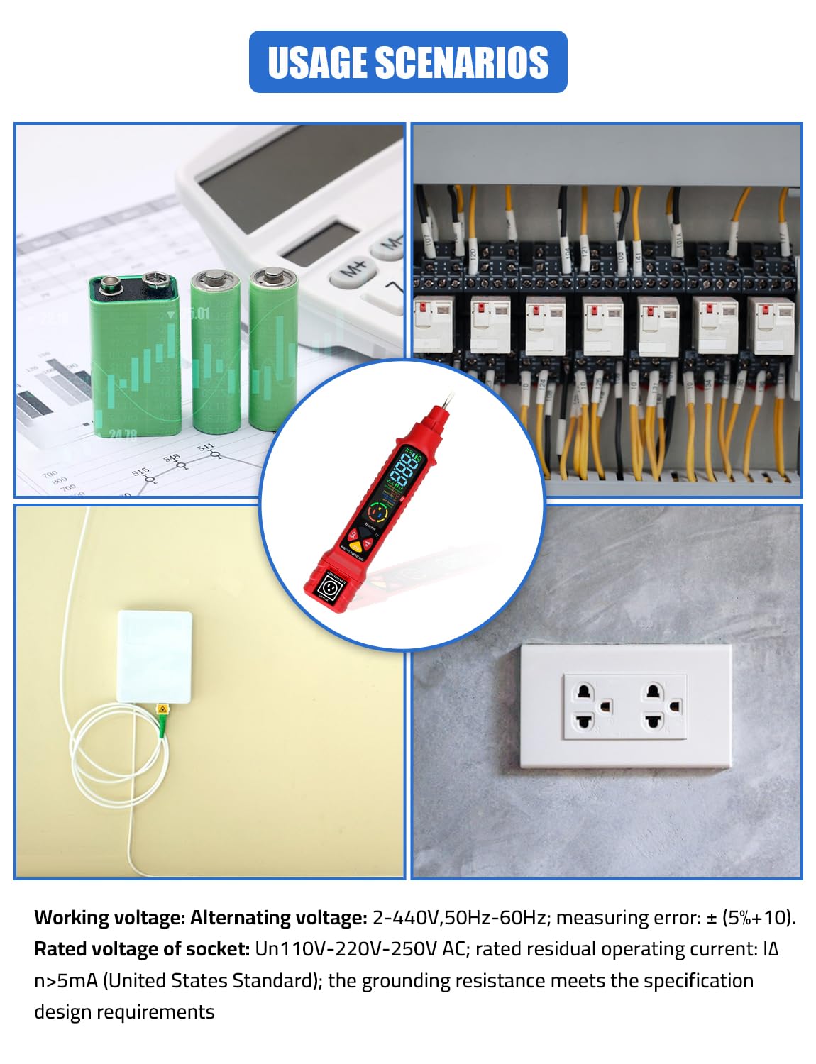 2-in-1 Voltage Tester & Outlet Tester, Dual Range AC 2-440V 50Hz-60Hz with LCD Display, Circuit Breaker Finder & Tracer Kit for Accurate Electrical Detection（No Batteries Included）