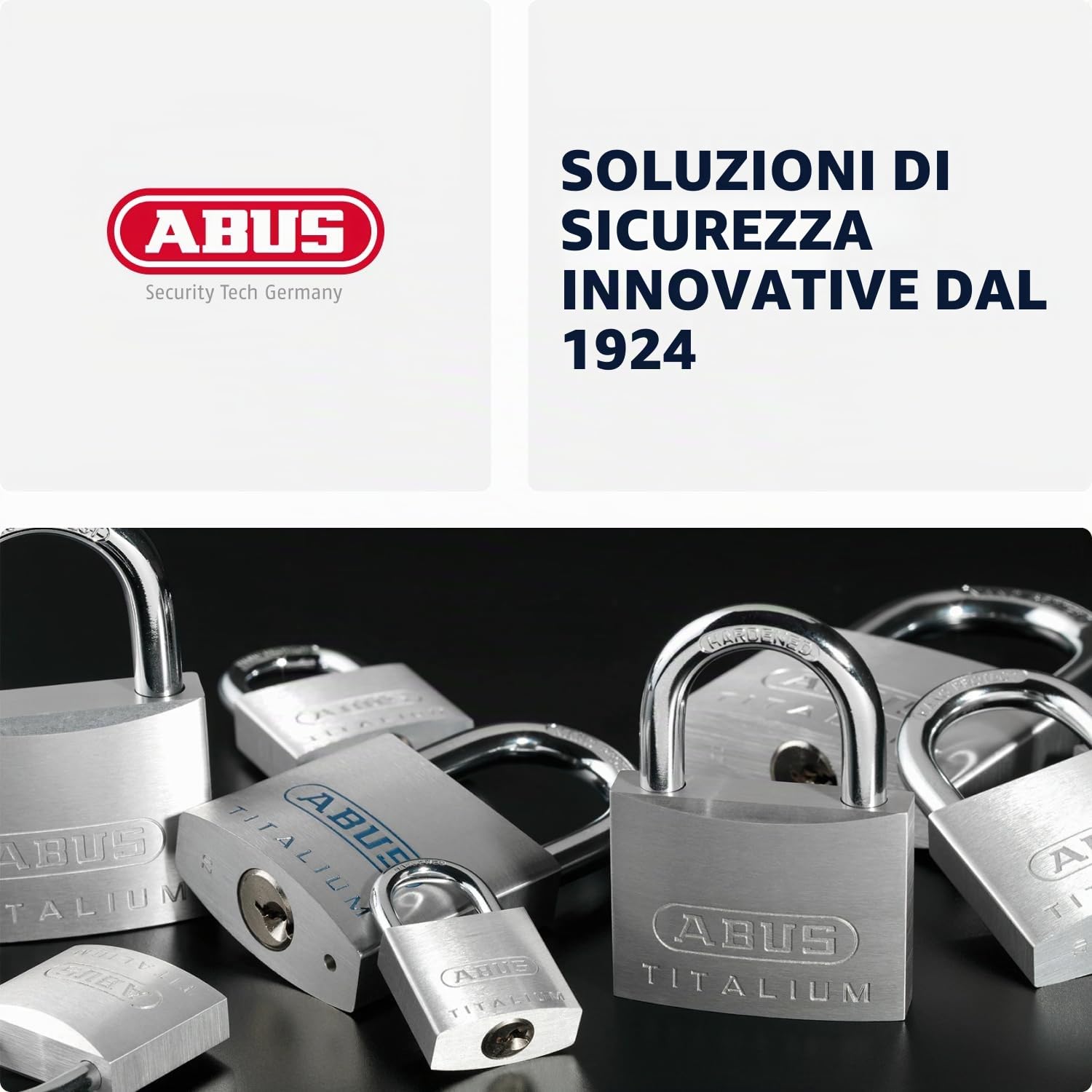 ABUS Lucchetto Titalium 96TI/50 - Alluminio Speciale, Livello di Sicurezza | Corpo massiccio extra leggero, arco in acciaio Nano Protect, chiave reversibile, 50 mm - peso 212 g, chiusura automatica