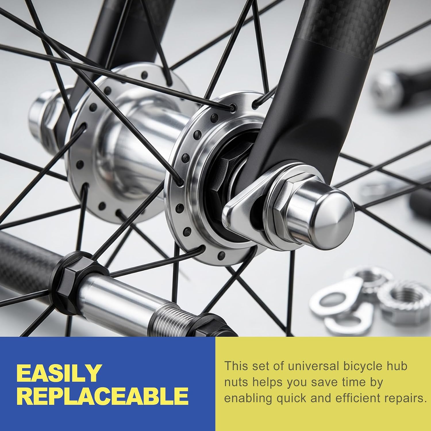 24pcs Bike Axle Nut Kit M8 M9.5 M10, Universal Bicycle Replacement Parts for Mountain & Ebike, Durable Wheel Hub Bolts & Nut Set Compatible with Quick Release Axle Upgrades