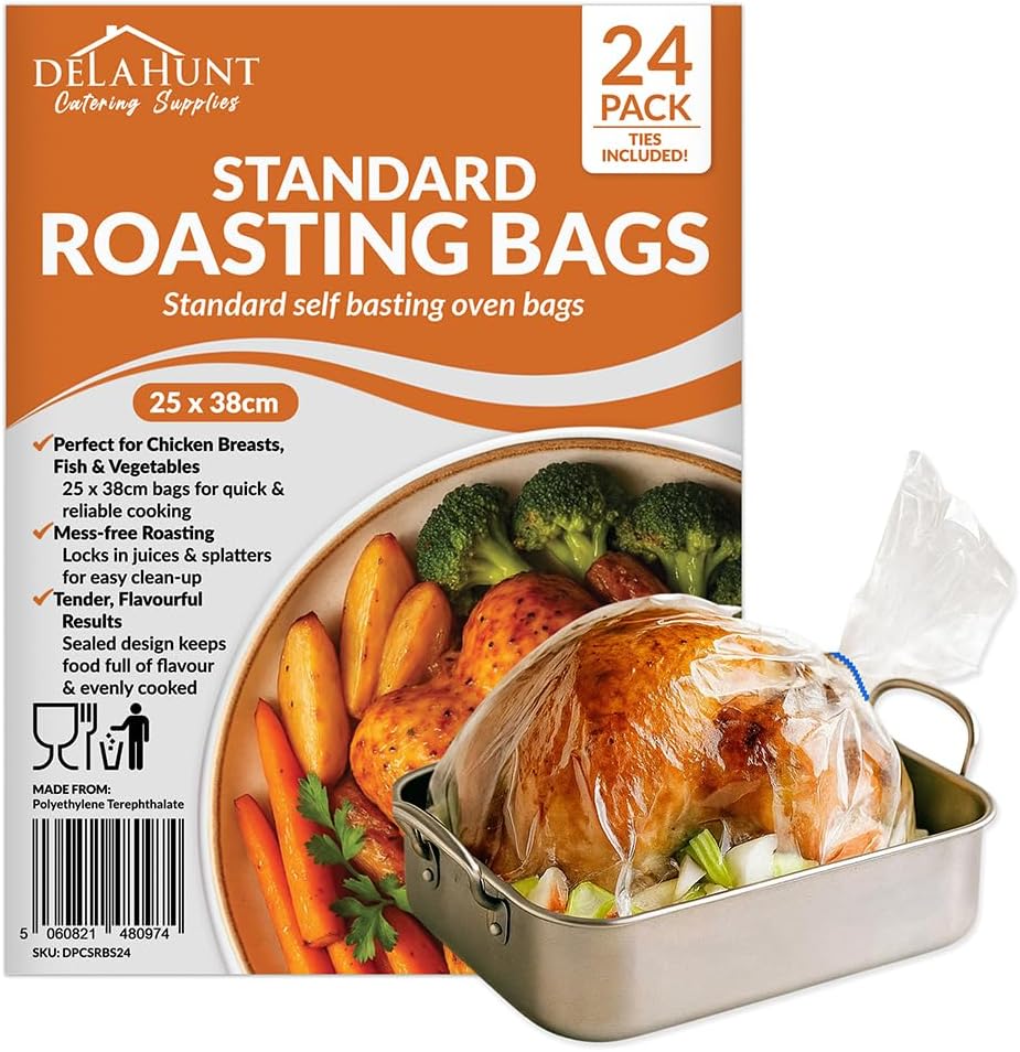 Standard Oven Roasting Bags with Ties 25 x 38cm [24 Pack] - BPA-Free ...
