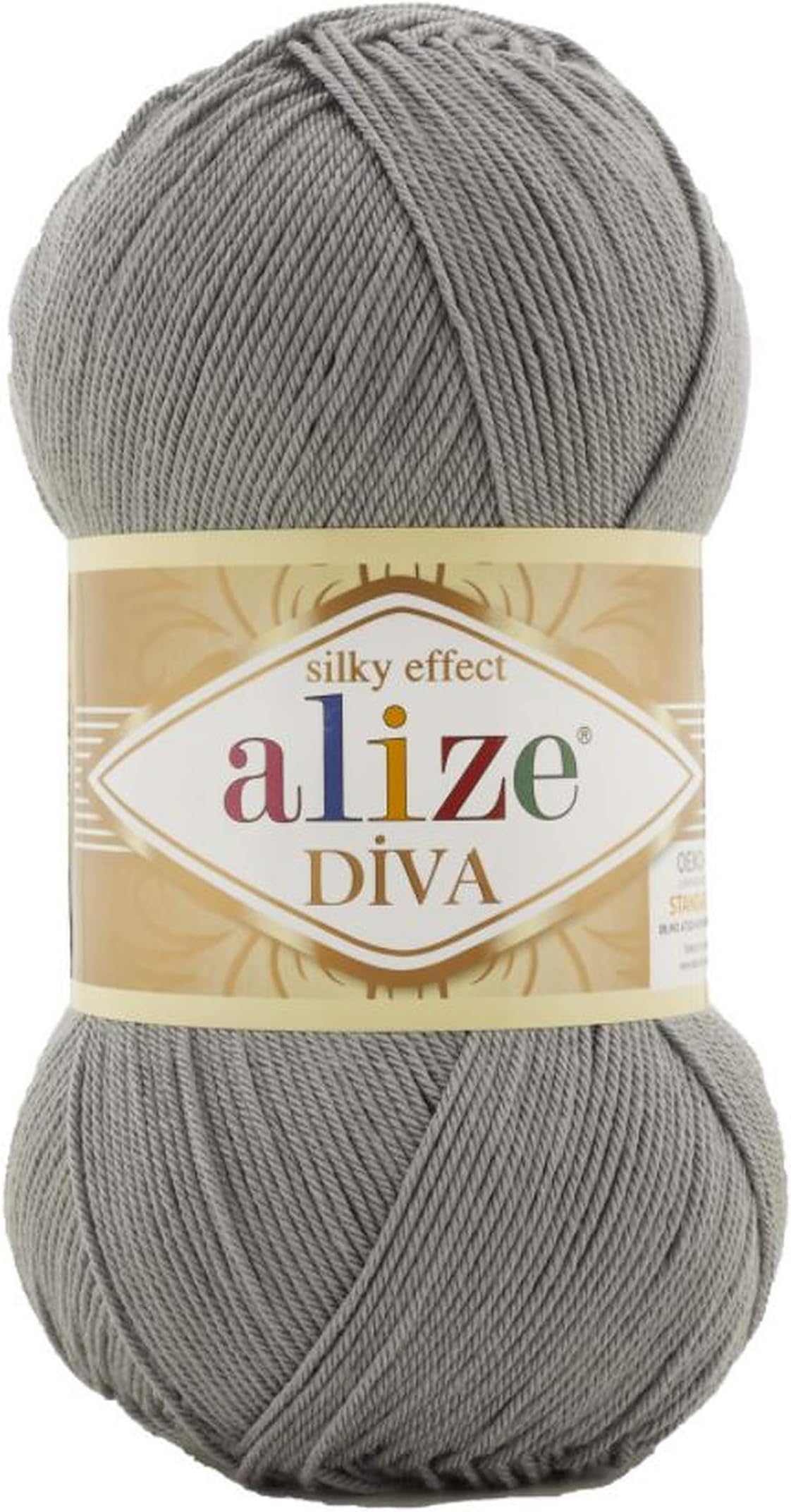 Alize Diva Silk Effect 100% Microfiber Acrylic Yarn 1 Ball skeins 100gr 383yds Color (87 - Coal Grey)