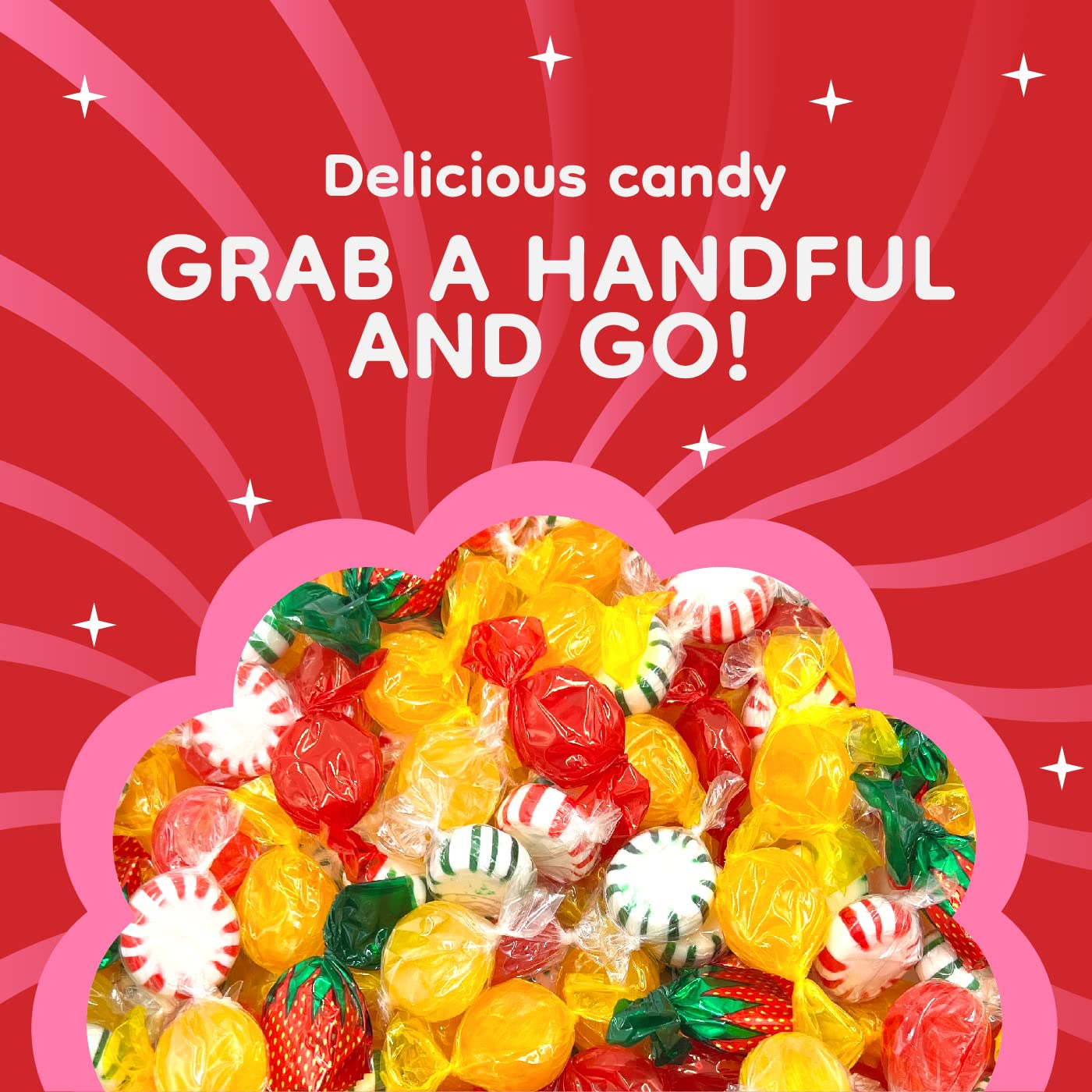 Hard Candy Party Mix | 6 Pound Bulk Bag | Starlight Mints, Strawberry, Cinnamon, Butterscotch, Fruit Flavors | Hard Candy Individually Wrapped - Approx. 450 Count