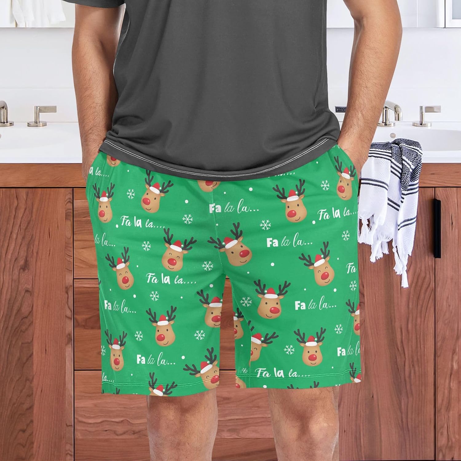 Men's Pajama Shorts Soft Comfy Sleep Lounge Pjs Bottoms with Pockets