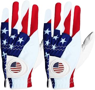 FINGER TEN Men's All-Weather Leather Golf Gloves with Ball Marker, 2 Pack for Right-Handed Golfers, Breathable Grip S-XL