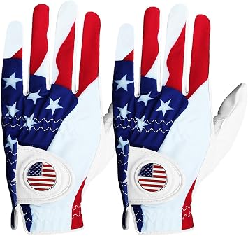 FINGER TEN Golf Gloves Men Right Handed Golfer Left Hand with Ball Marker 2 Pack Leather Breathable Comfortable Weathersof Grip Size Small Medium ML Large XL