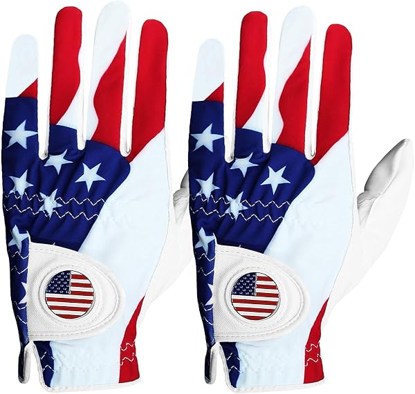 FINGER TEN Golf Gloves for Right Handed Golfer with Ball Marker
