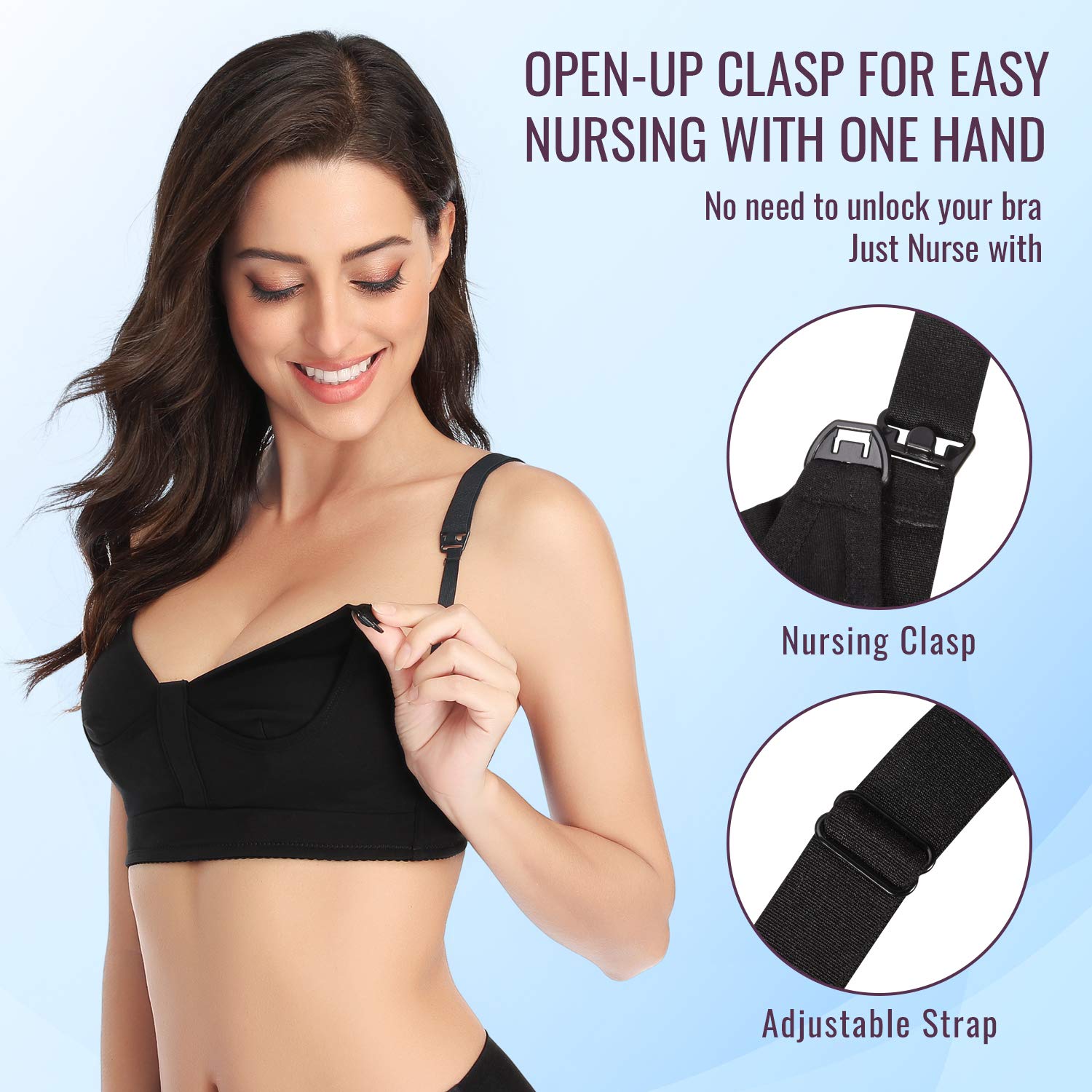 Lupantte Hands Free Pumping Bra, Breast Pump Nursing Bra with Pads, Deep V Cup Size Breastfeeding Bra, Comfortable for All Day Wear and Adaptable with No-Slip Support, Multitasking. (XX-Large) Black