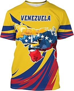 BJU Venezuela Flag T-Shirt Badge Novelty Printed Tee Crewneck Short Sleeve Casual Top Unisex