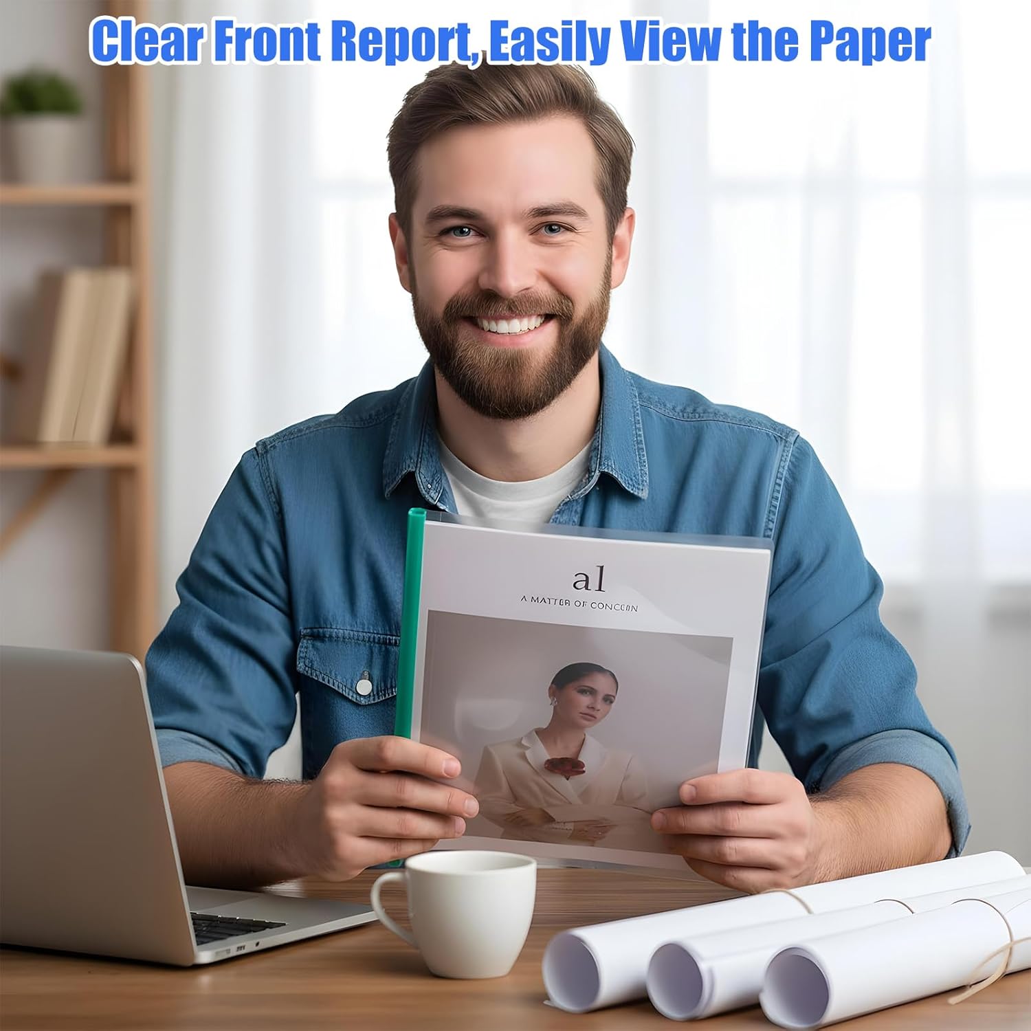 100 Pcs Report Covers with Sliding Bar - 5 Color Plastic Document Binders Clear Report Covers for A4 Paper Presentation Folder School Office Organization 8.7 x 12.2 Inch