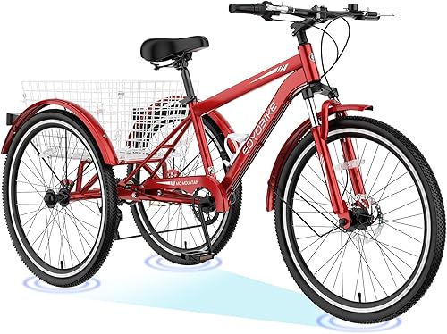 Vista 205 de H&ZT Triciclo para adultos, bicicleta de 3 ruedas, triciclo crucero, con engranaje de 7 velocidades, mango de freno de estacionamiento, escalón