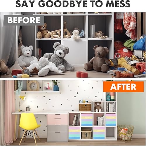 Miniatura 135 de ShellKingdom Contenedores de almacenamiento, cubos de almacenamiento plegables de tela y cajón organizador de almacenamiento de tela para armario