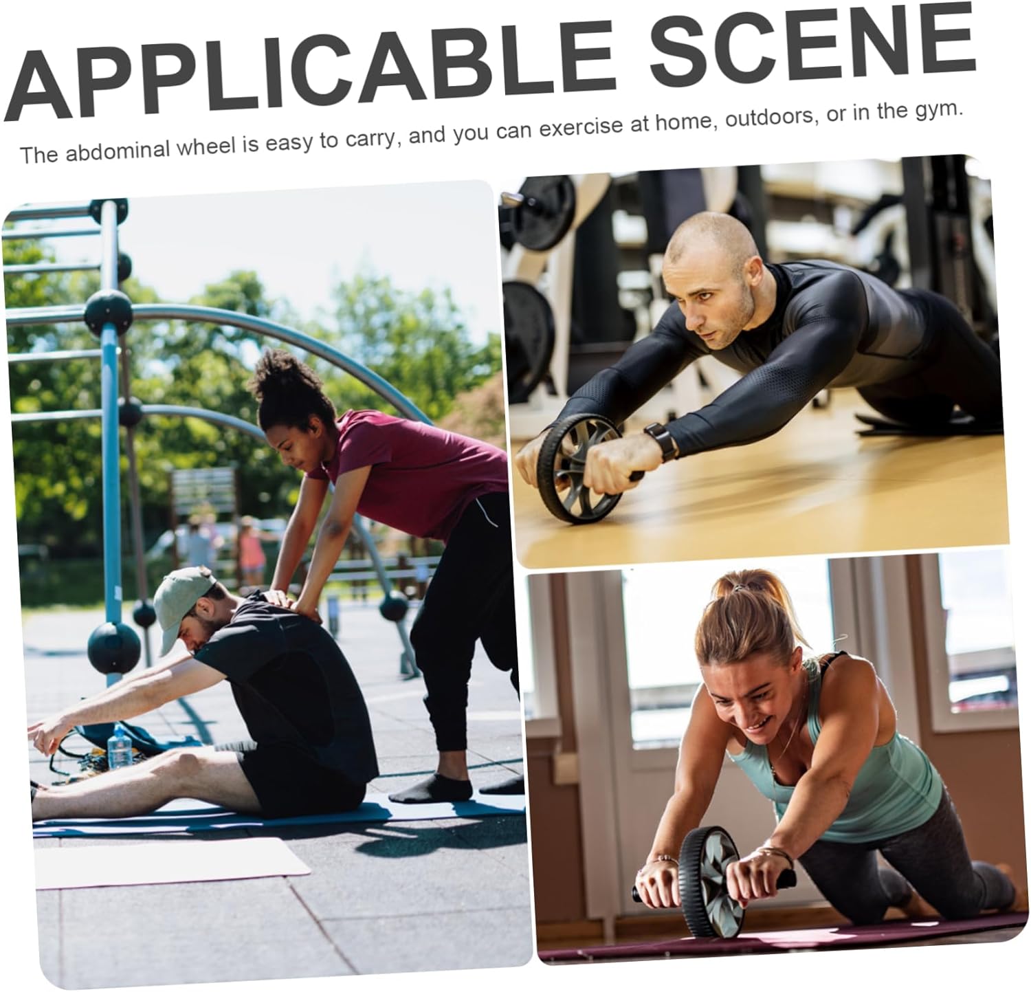 Balacoo 1Set Creative Abdominal Fitness Wheel Roller Indoor Exercise Equipment with Skid Design for Core Strength Training Abdominal Workout for Home Gym Use