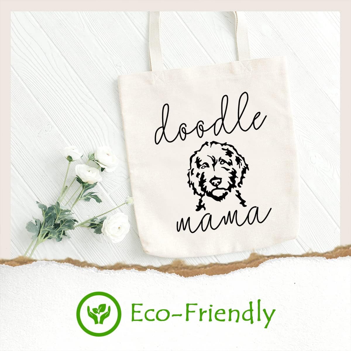 SAUIVD Doodle Mama Eco-Friendly Canvas Tote Bag for Women Christian Dog Lover Gift Reusable Canvas Grocery Shopping Bag
