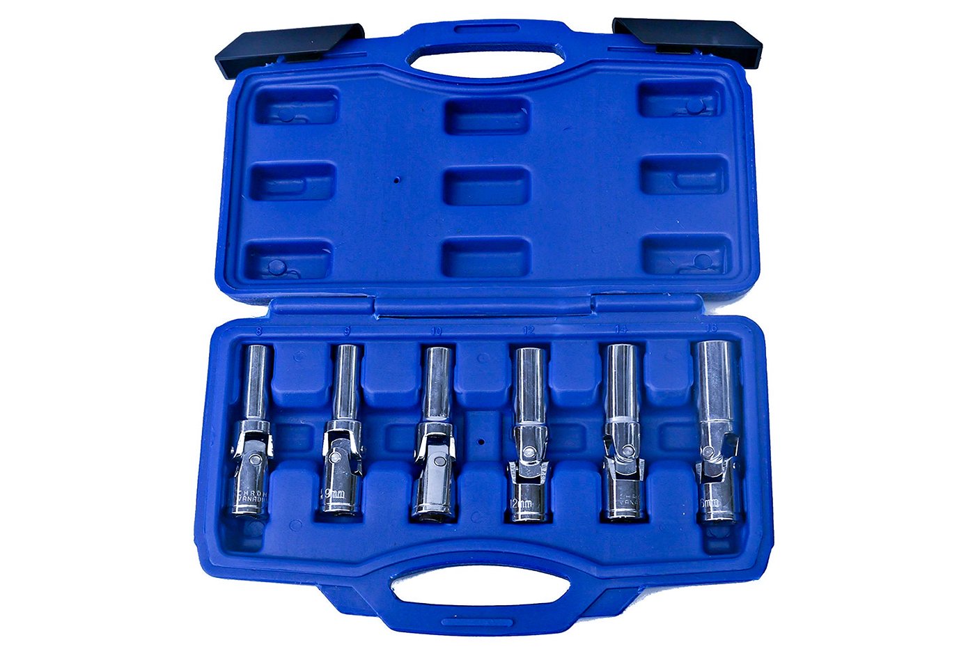 YASTA Set Kit 6 Chiavi a Bussola Snodate per Candelette Auto Diesel da 8 a 16 mm con Attacco 3/8" in Cromo-Vanadio per Meccanici Professionisti
