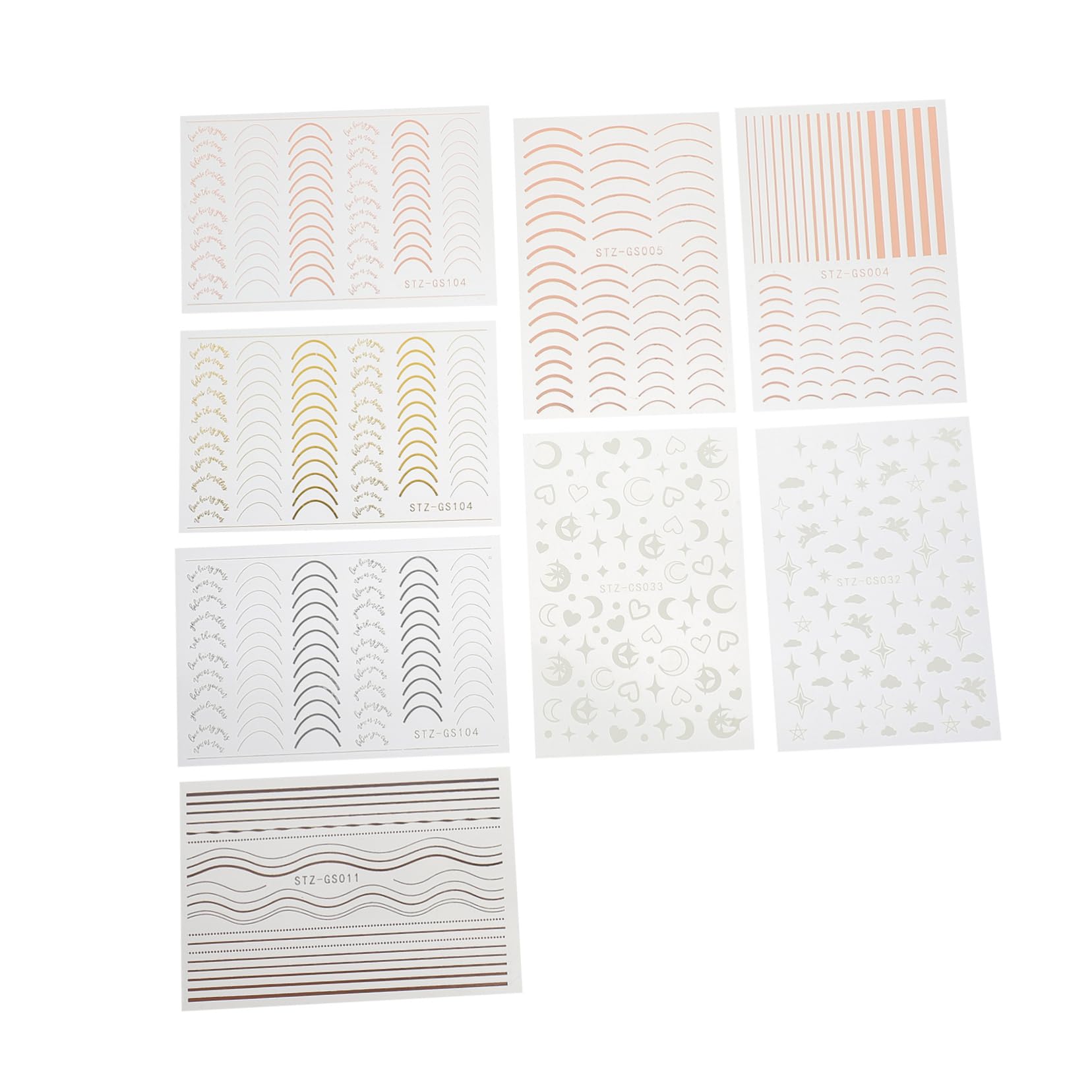 5 Series Pegatinas Decorativas De Adhesivas De Simple Para Manicura Accesorios De Nail Art Para Ocasiones Especiales 8 Hojas*5