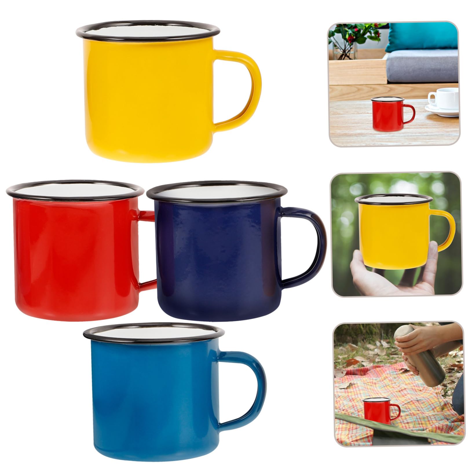 4stücke Retro Emaille Kaffeebecher Emaille-becher Mit Henkel Zum Trinken Von Tee Kaffee Milch Wasser Saft Für Zuhause Camping Büro Restaurant