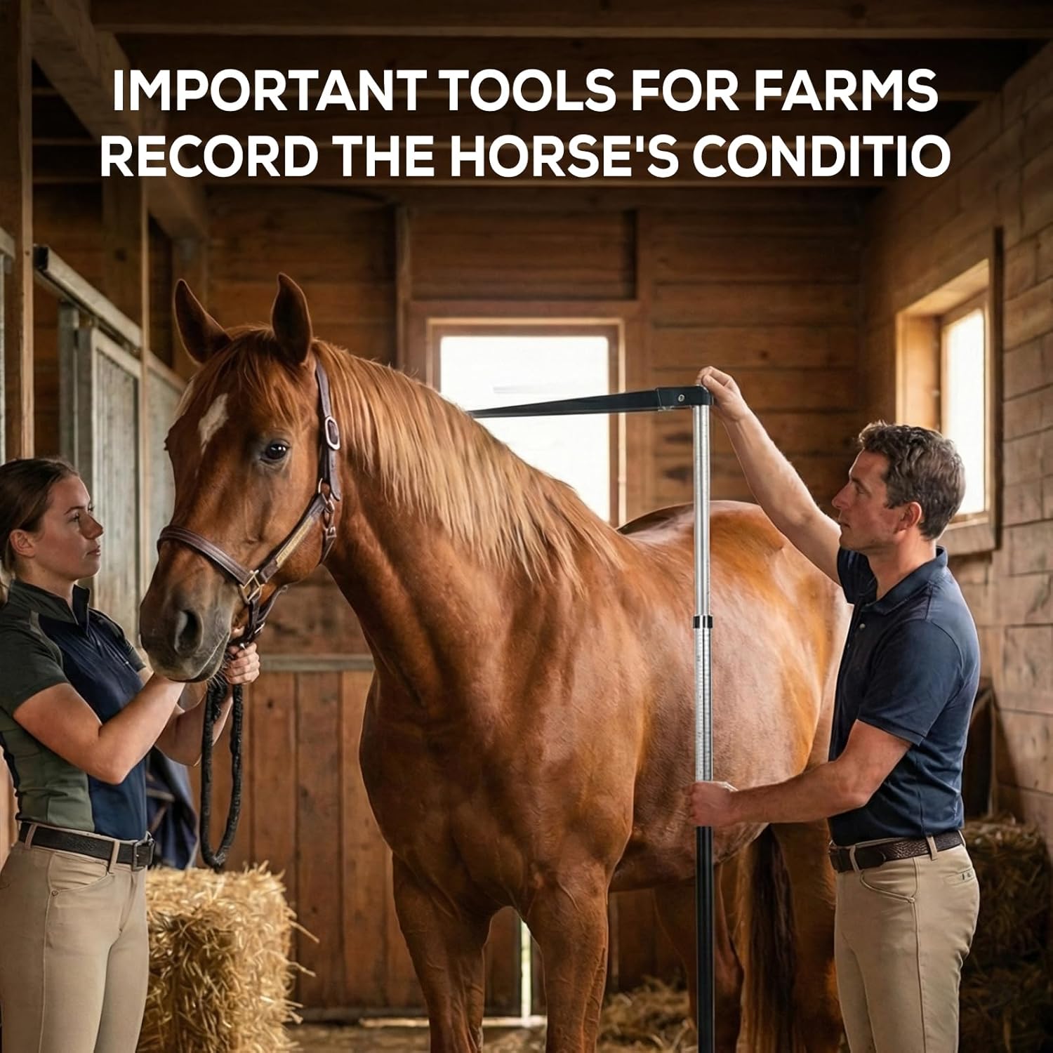 Horse Measuring Stick - Foldable Horse Meter Height Pole for Accurately Measure The Height of Horse Measures 7H to 18H