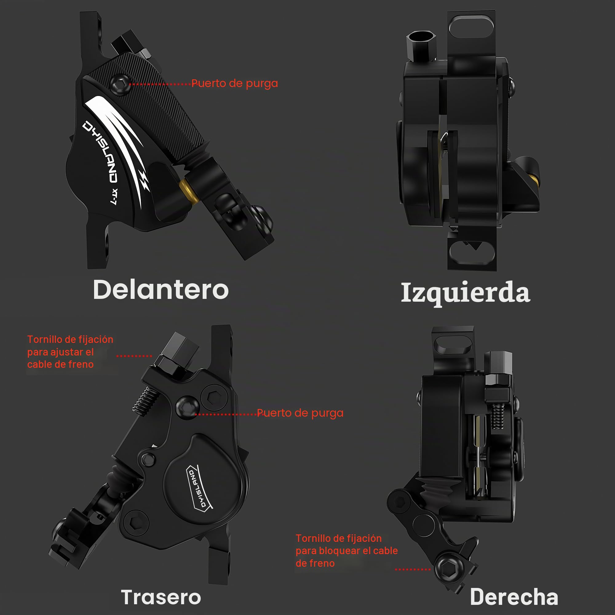 XT-7 - Pinzas de Freno de Disco hidráulicas híbridas extrapotentes para MTB/Bicicleta de montaña