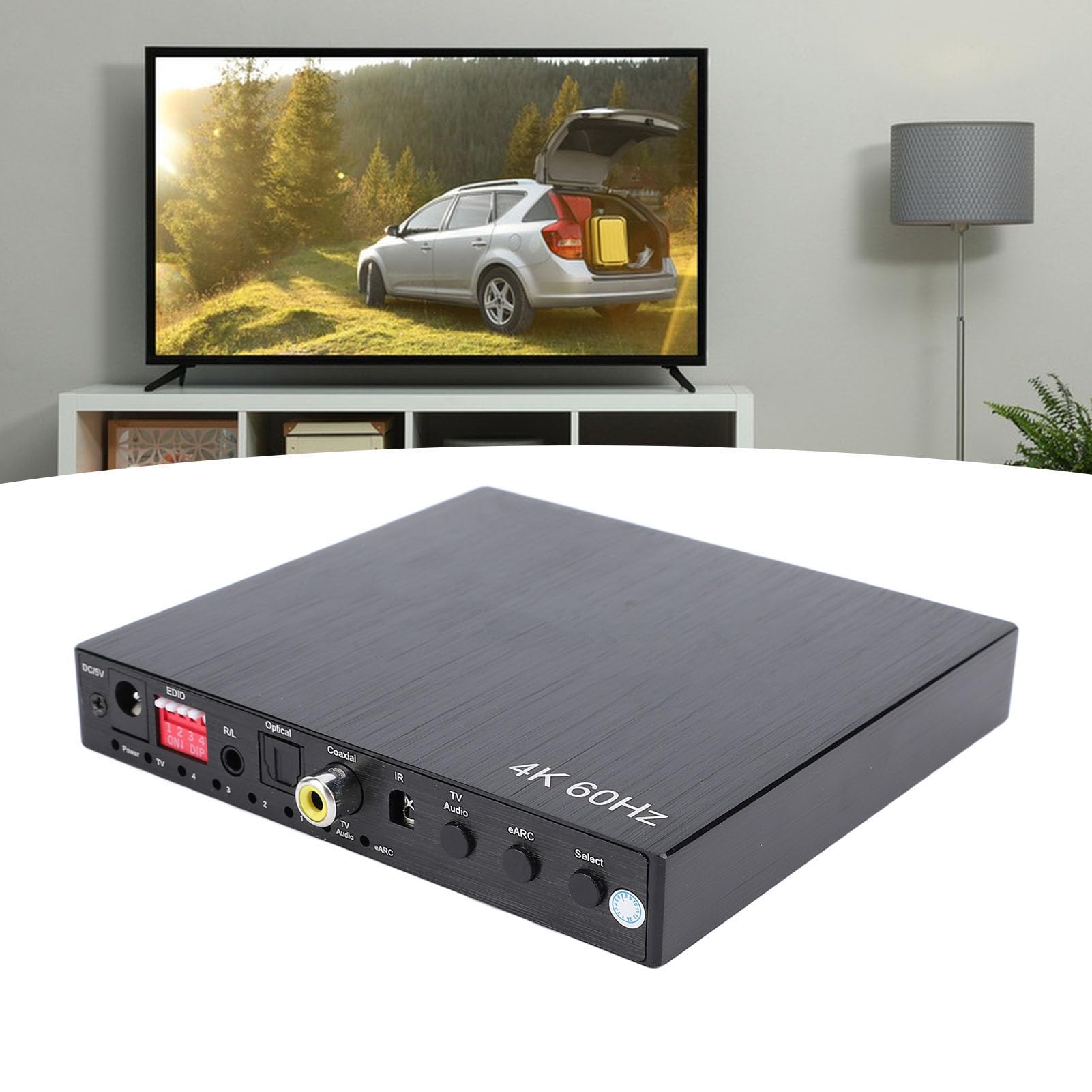 4K EARC HDMI 4x1, interruttore con supporto remoto IR EDID HDCP 2.2 4K 60Hz selettore di commutatore video, HDMI bidirezionale per cuffie L/R (UE)