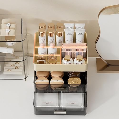 Miniatura 5 de Organizador de maquillaje para tocador, organizador de tocador con 2 cajones, organizadores de maquillaje y cuidado de la piel, vitrina de