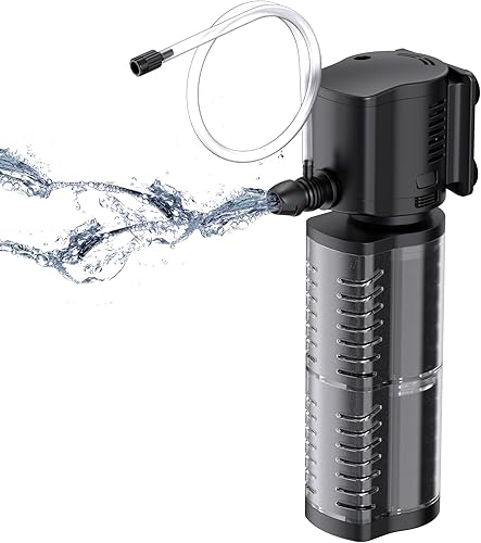 FREESEA Filtro de tanque de peces de acuario Bomba de filtro interno de 5W 132GPH Filtración de 2 etapas para tanques de tortuga Betta de agua
