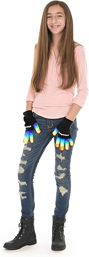 Miniatura 8 de Guantes de luz LED intermitentes de The Noodley tamaño para niños y adultos pilas adicionales