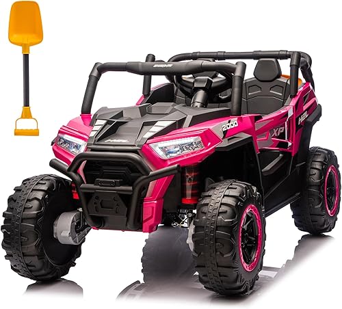 POSTACK Auto de 24 V y 2 plazas con control remoto, juguetes de paseo 4WD para niños grandes, UTV eléctrico con batería 4x4 para niños y niñas,