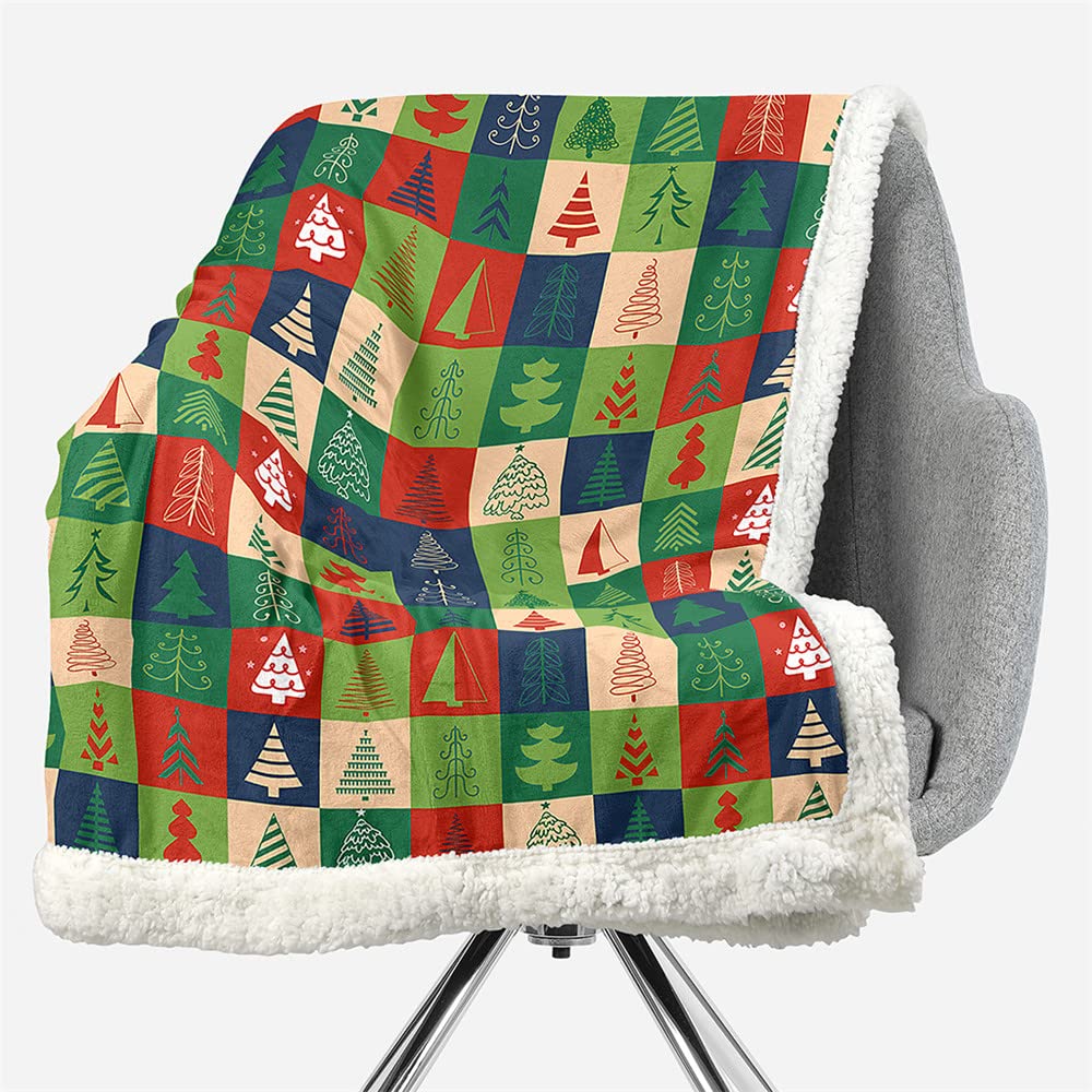 Highdi Decorazione Natalizia Coperta di Morbida Pile,Stampa 3D Calda Accogliente Plaid Invernale Autunnale Divano Coperta Microfibra Pelosa,per Letto Soggiorno Bambini Adulti (Albero,130x150cm