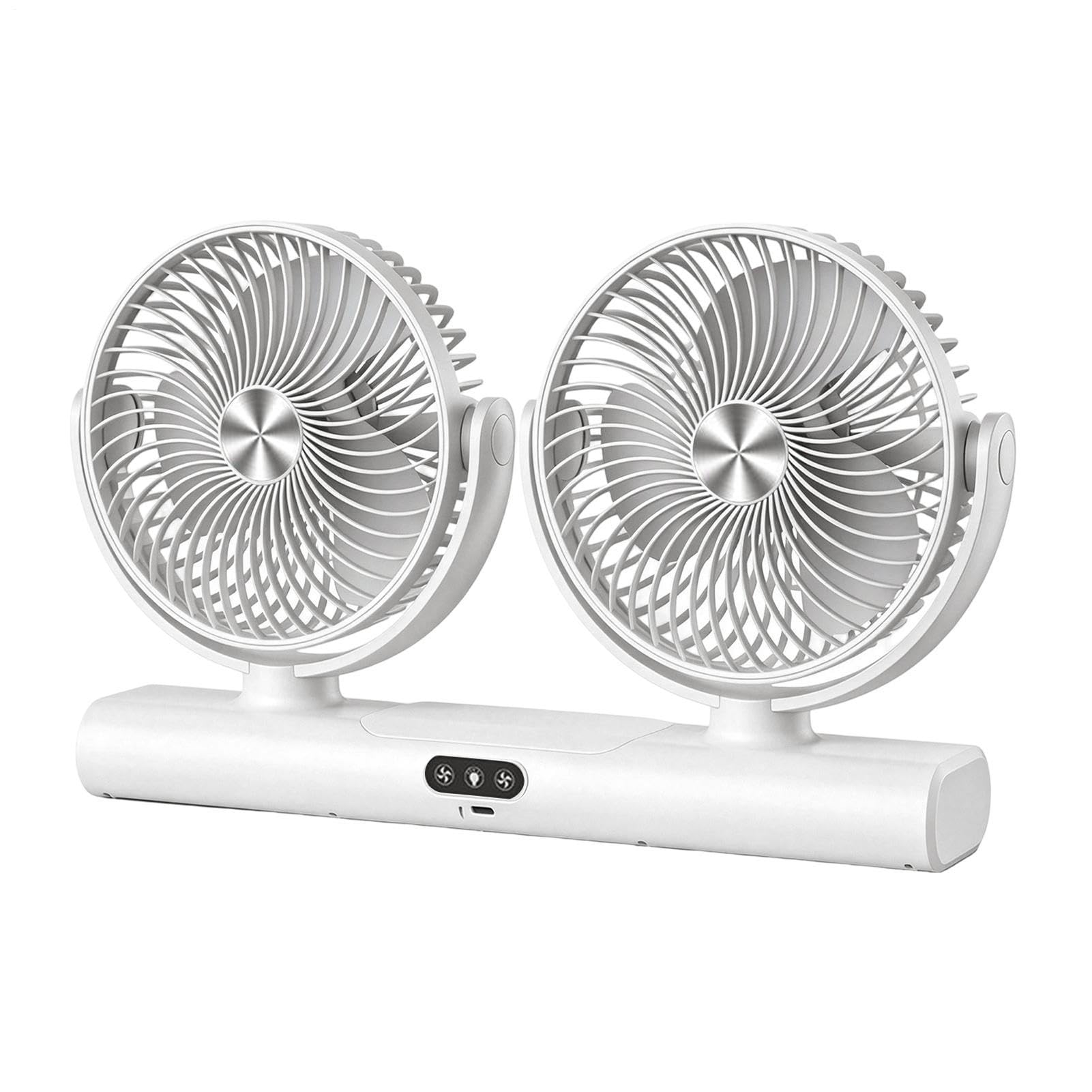 Ventilatore Da Scrivania Dispositivo Ricaricabile A Doppia Testa Con | Ventilatore Da Scrivania Con LED Per Camera Da , Dormitorio, Palestra, Tenda, Campeggio, Soffitto