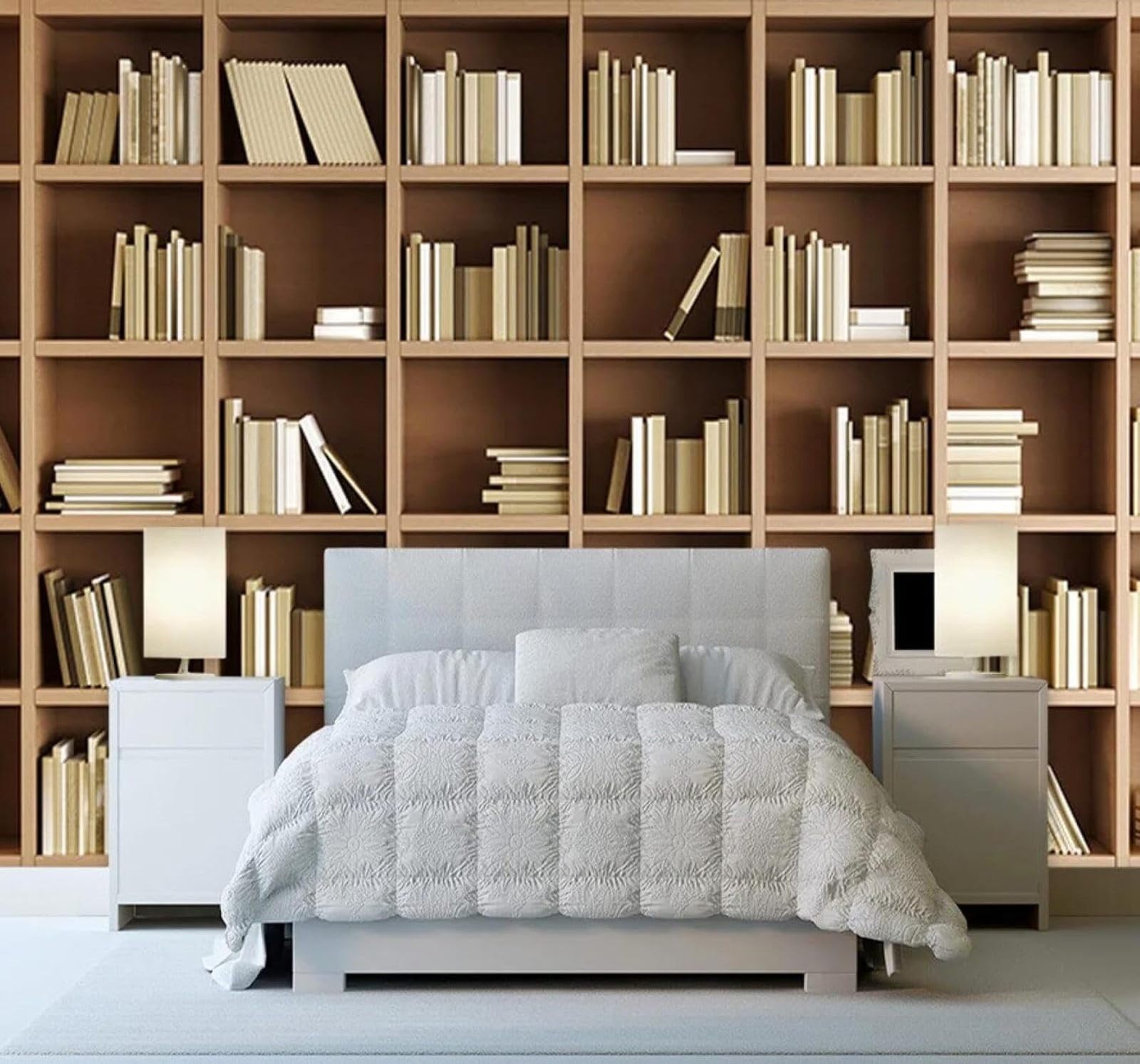 Xlming 350Cm×256Cm(B×H) Retro Three Dimensional Bookshelf Books Library 3D Wallpaper Premium Textured Silk Study Dining Living Room Bedroom Sofa Tv Wall Easy Install-350Cm×256Cm
