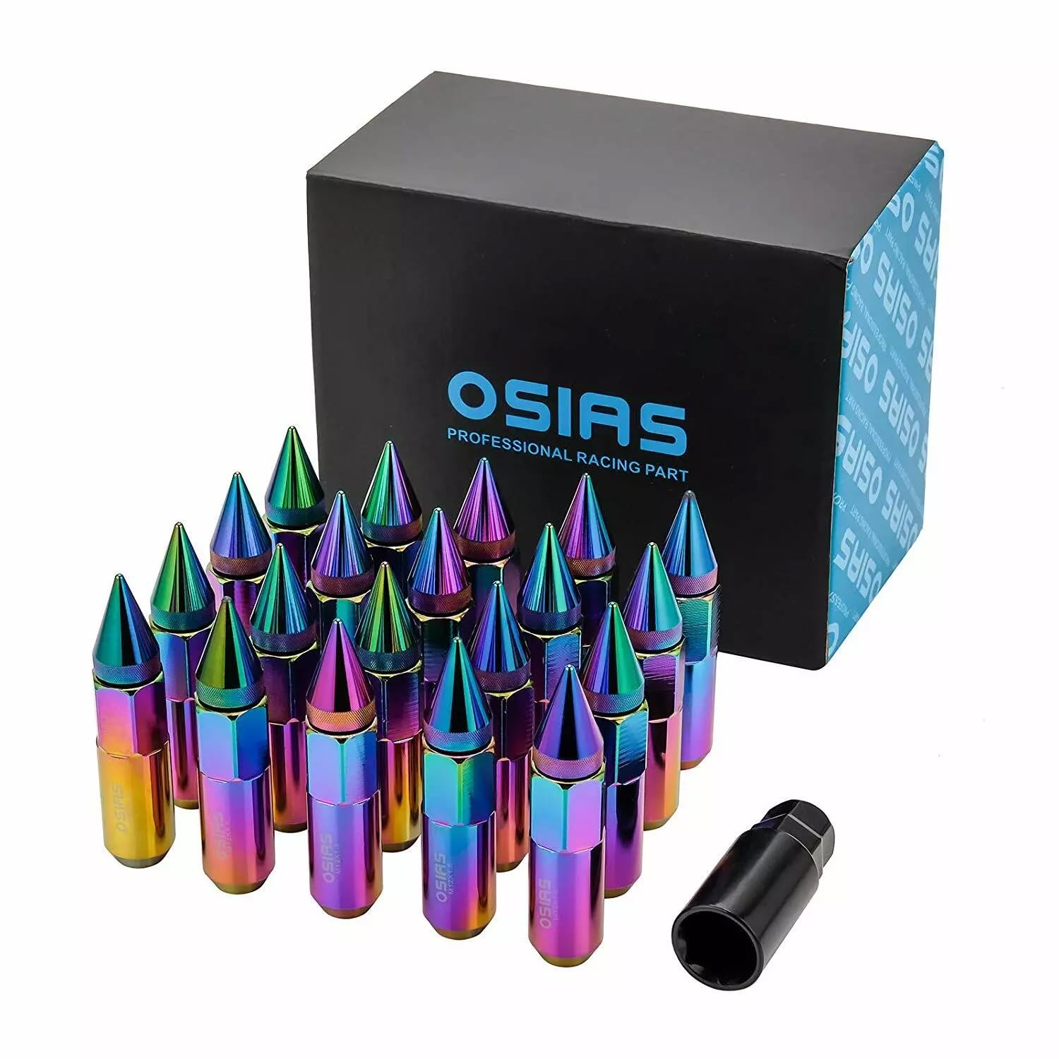 OSIAS 20PCS M12X1.5 Racing Wheel 60MM Lug Nuts with Socket Key (Colours)