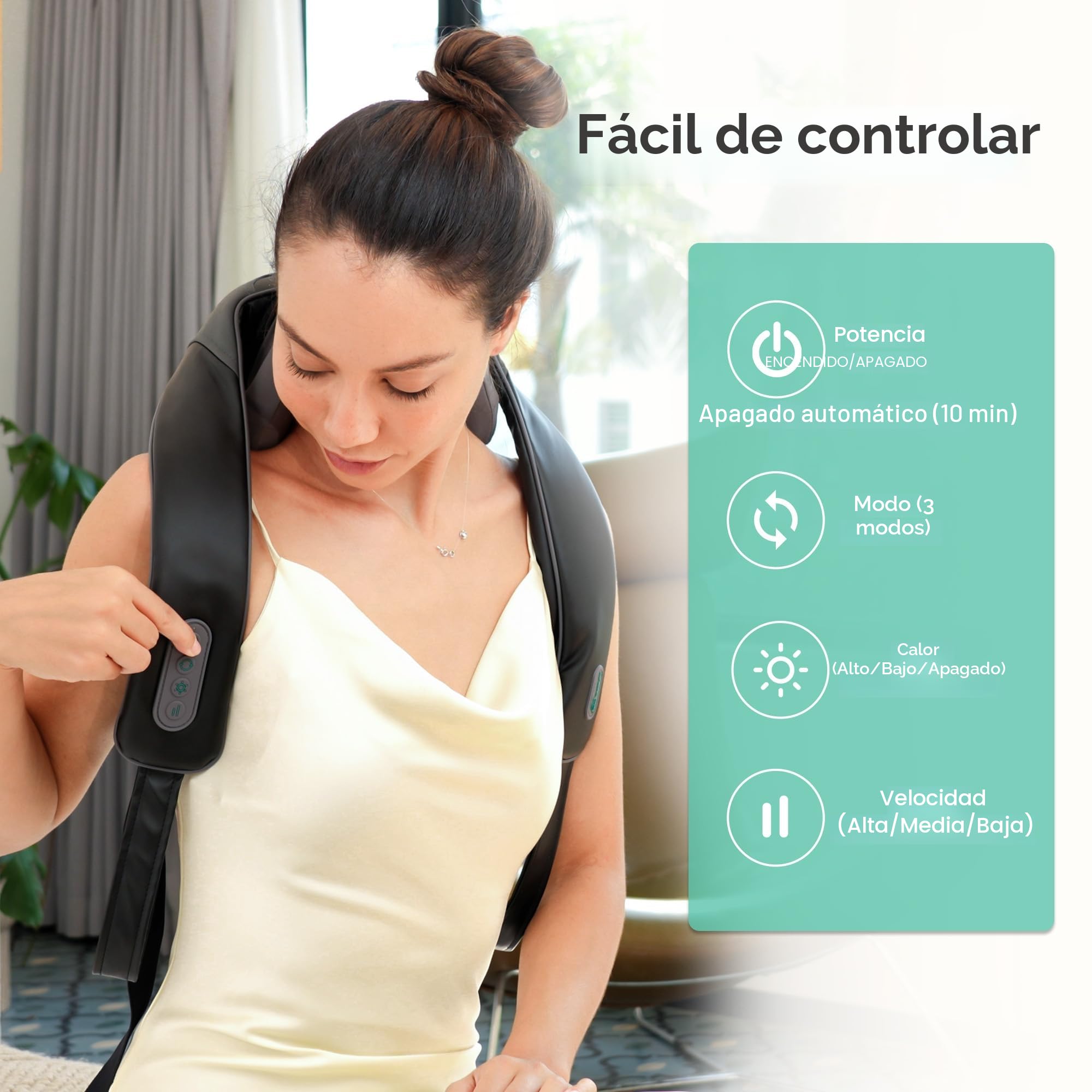 Snailax Masajeador Cervical, Masajeador cervical y espalda con Calor, Masajeador Inalámbrico de Cuello, 4D Shiatsu maseajor cervical y espalda con Masaje,Regalos para Hombres Mujeres