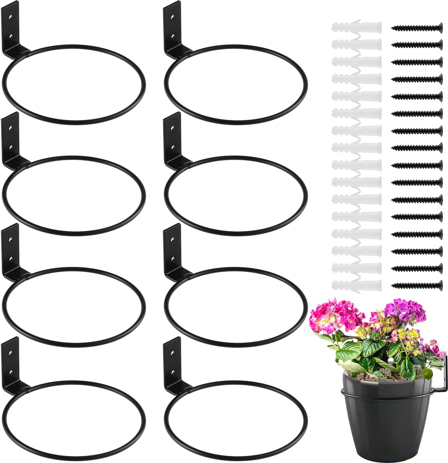 Amazon.com: KvyusFlourish 8-Pack 6 Inch Flower Pot Holder Ring Wall ...