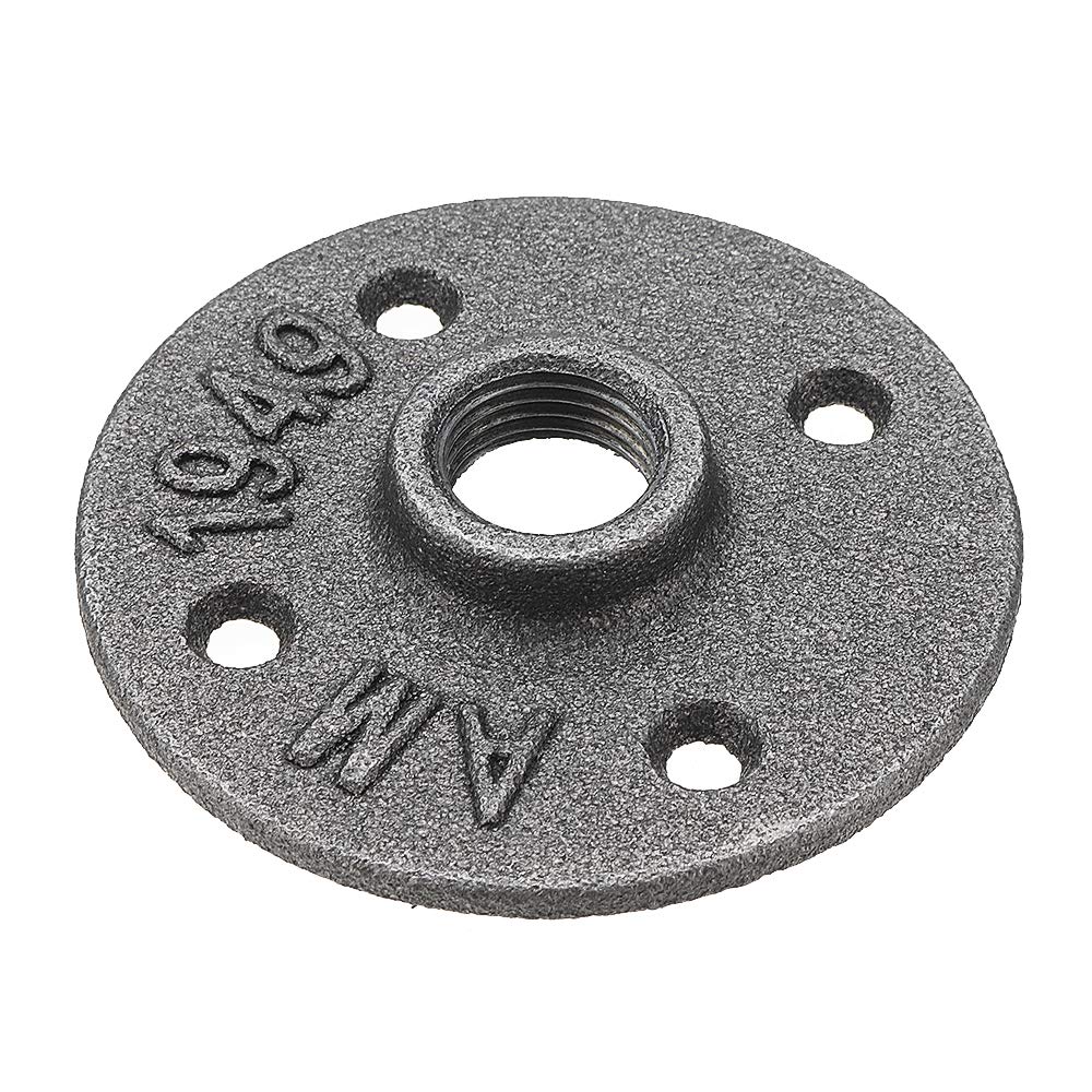 10 Unids/Set 1/2 '3/4' 1 'Placas De Brida De Piso De Hierro Fundido Maleable 4 Agujeros Tubos Negros Accesorios Tubería Industrial Muebles Montaje En Pared Decoración De Bricolaje - 1 pulgada