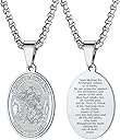 U7 Saint Michael Necklace for Men,Stainless Steel/18K Gold Plated St Michael Archangel/Saint Benedict/Saint Christopher Pendant Amulet Necklace for Men Women
